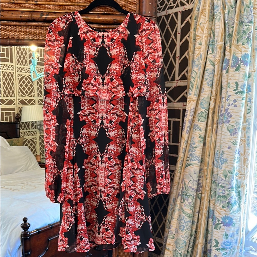 Giambattista Valli red and black Chiffon dress, 42/12